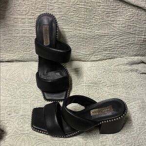 Steve Madden Black Studded Mules